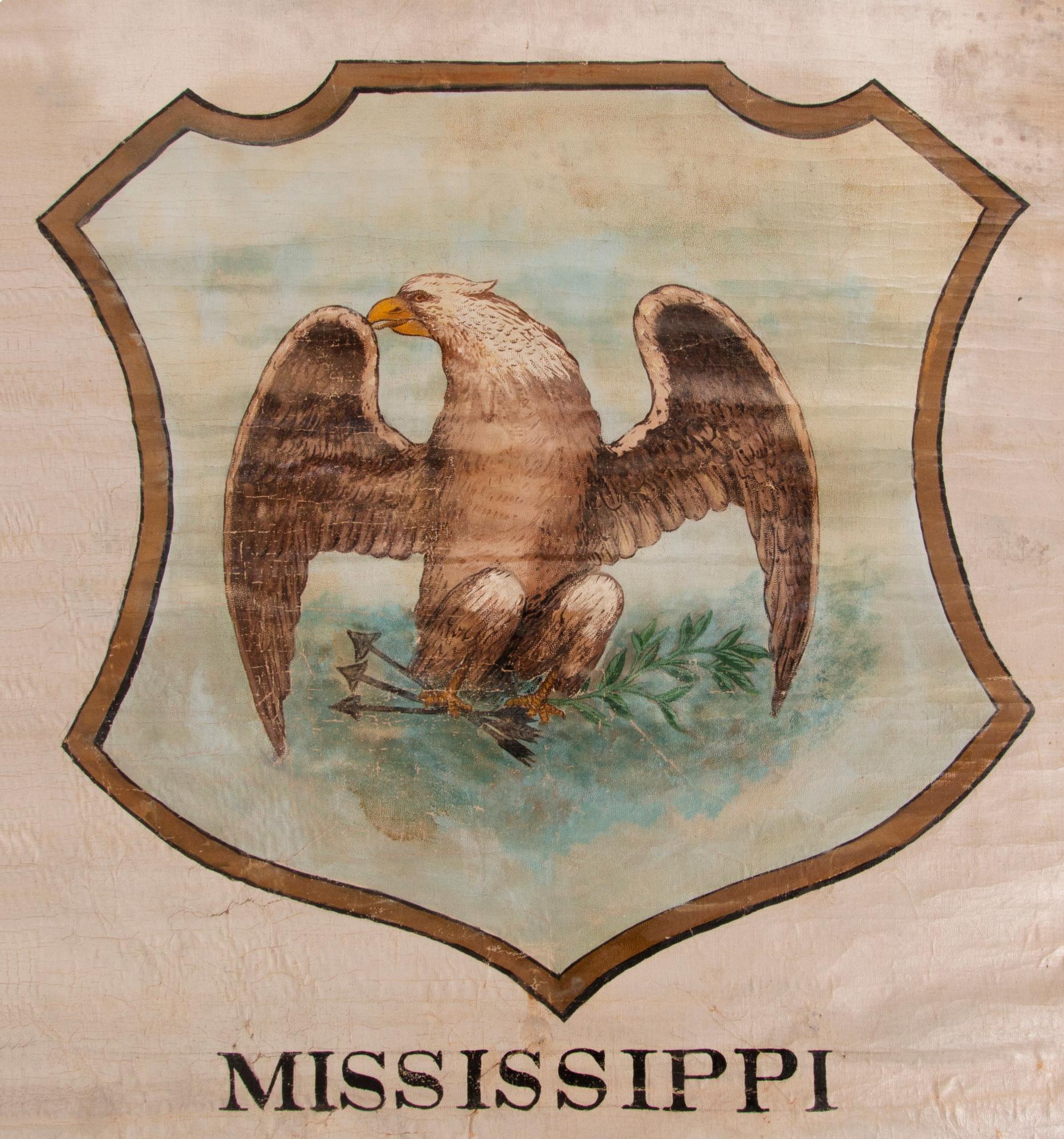 American Hand-Pained Banner with the Seal of the State of Mississippi, circa 1872 For Sale