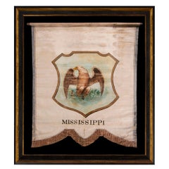 Antique Hand-Pained Banner with the Seal of the State of Mississippi, circa 1872