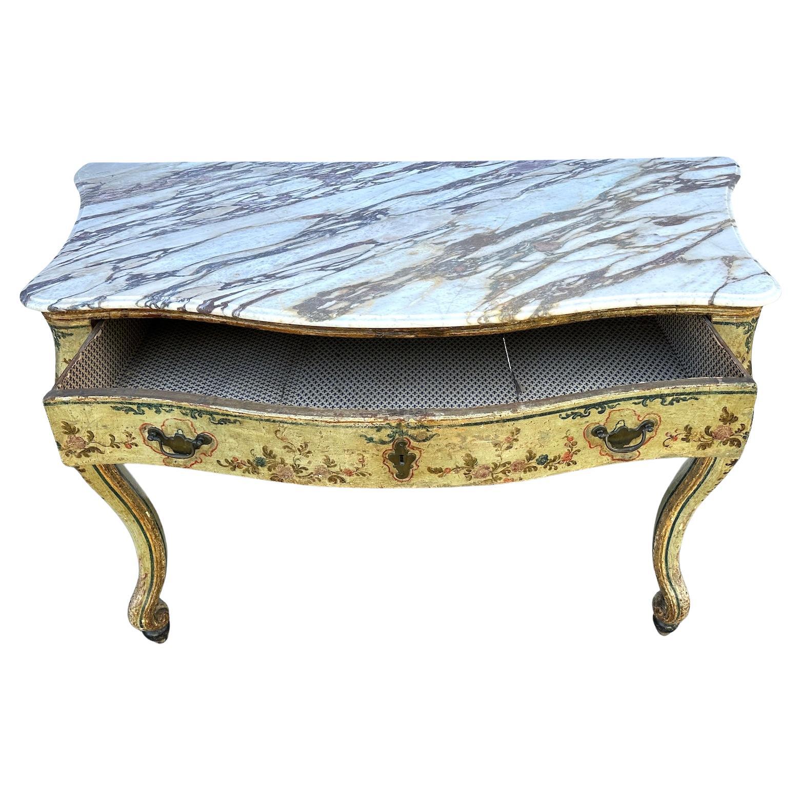 Hand-Carved Hand-Painted 18th Century Italian Painted Console For Sale