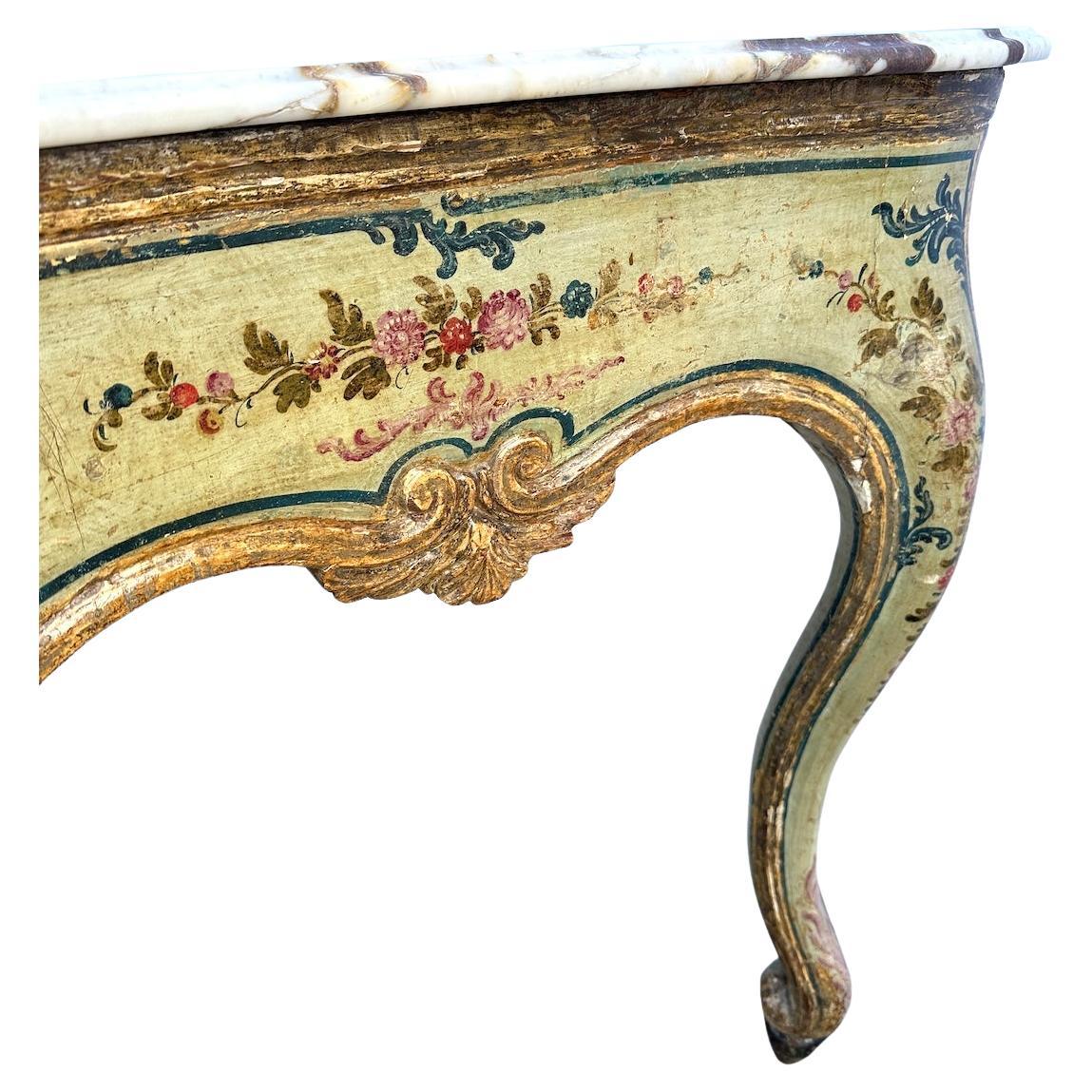 Hand-Painted 18th Century Italian Painted Console In Good Condition For Sale In Los Angeles, CA