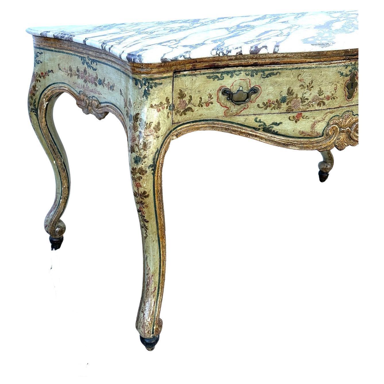 Hand-Painted 18th Century Italian Painted Console For Sale 1