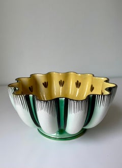 1920s Arthur Percy Hand-Painted Wavy Bowl, Sweden