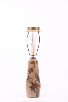 Hand-Painted 1940s Hjorth Ceramic Table Lamp from Bornholm with New Shade and US