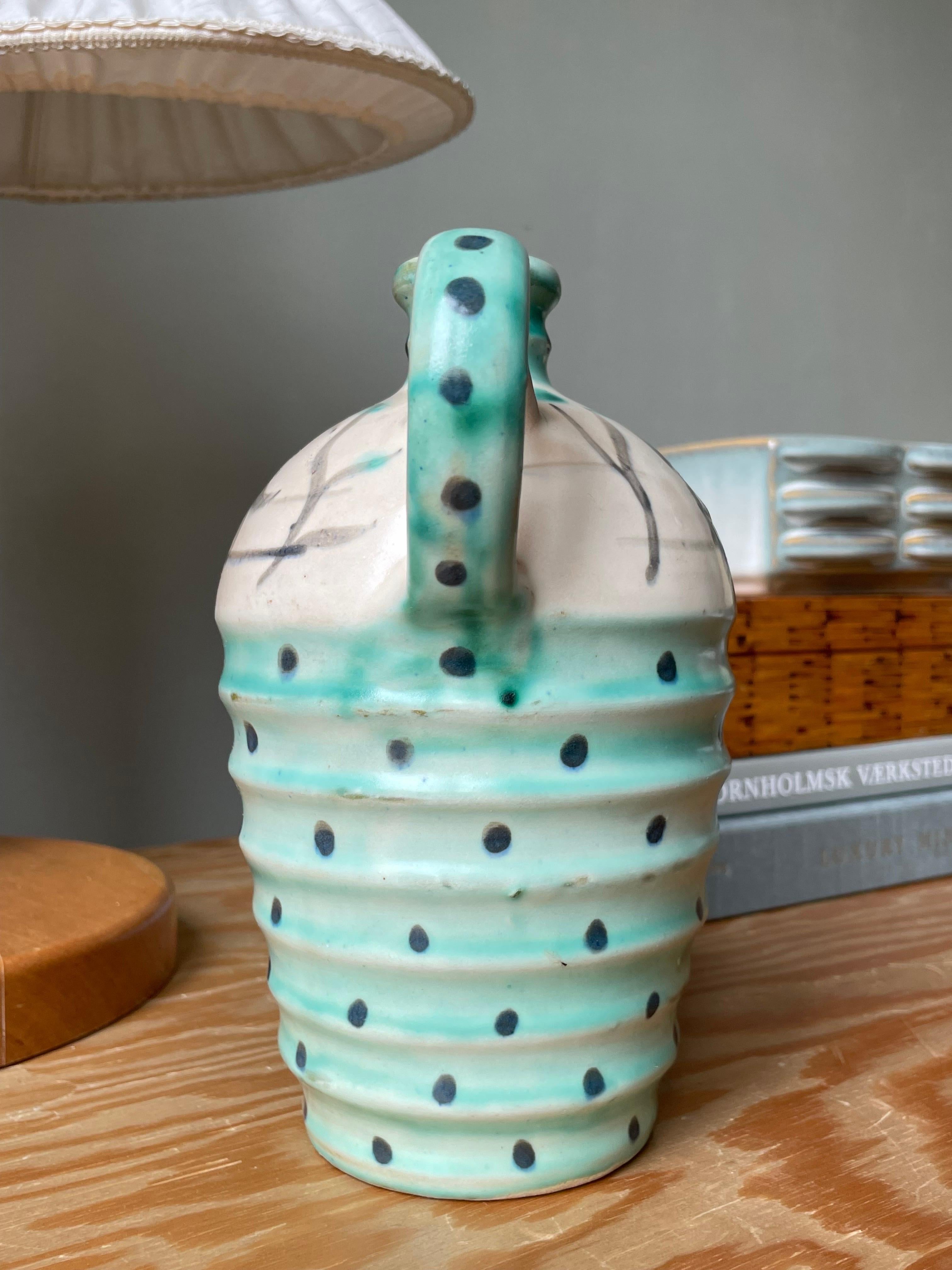 Hand-Painted 1950s Dotted Ceramic Bottle Vase For Sale 7
