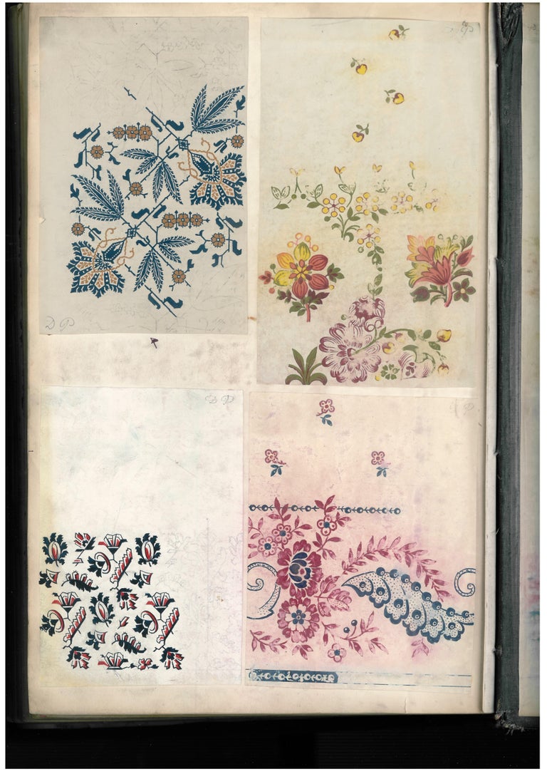 Hand Painted 19th Century Textile Design Book, French at 1stDibs