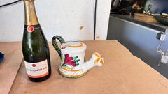 Hand-Painted 20th Century Ceramic Indoor Watering Can Floral Motifs