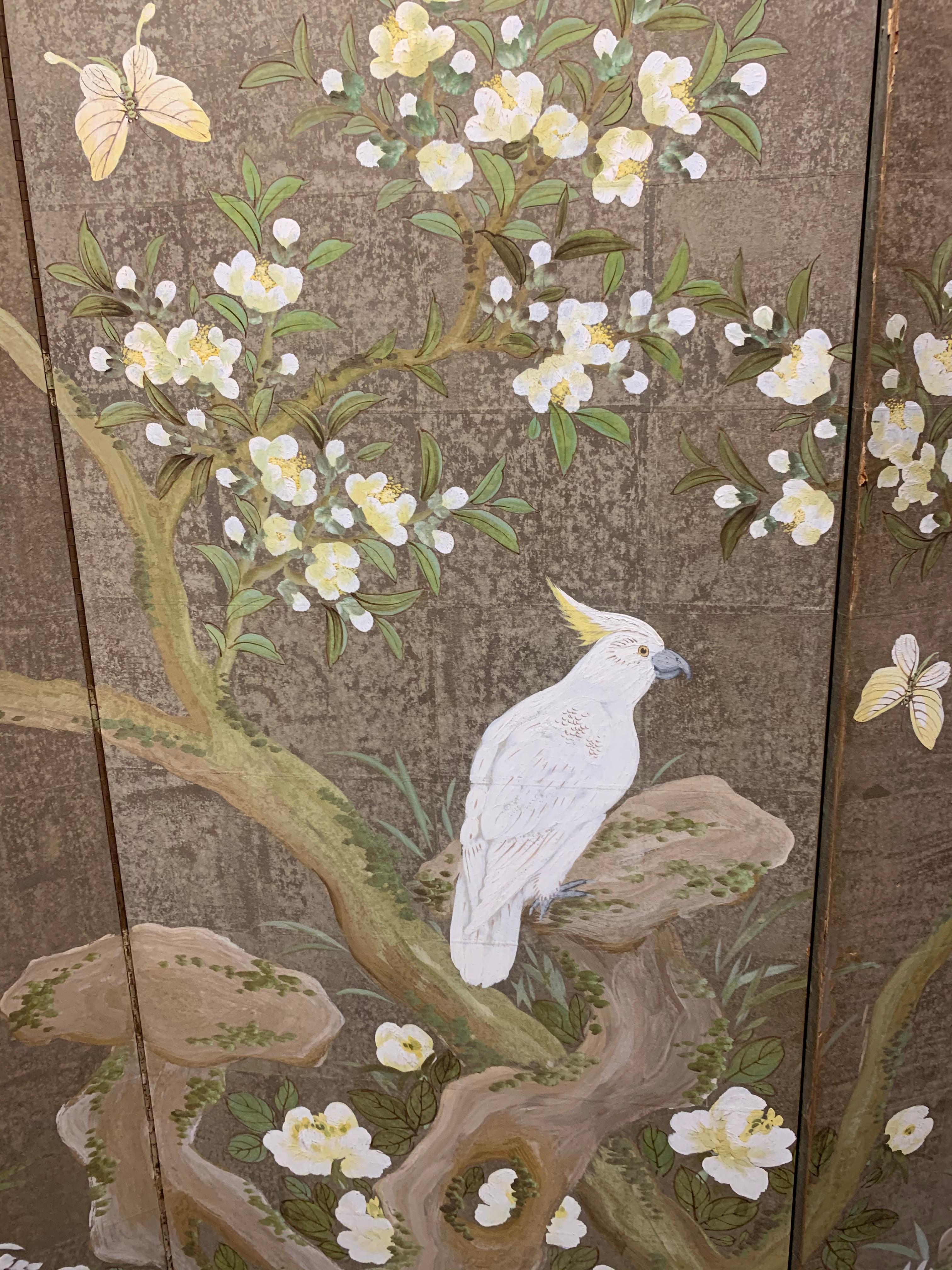 North American Hand Painted 3 Panel Screen by Robert Crowder