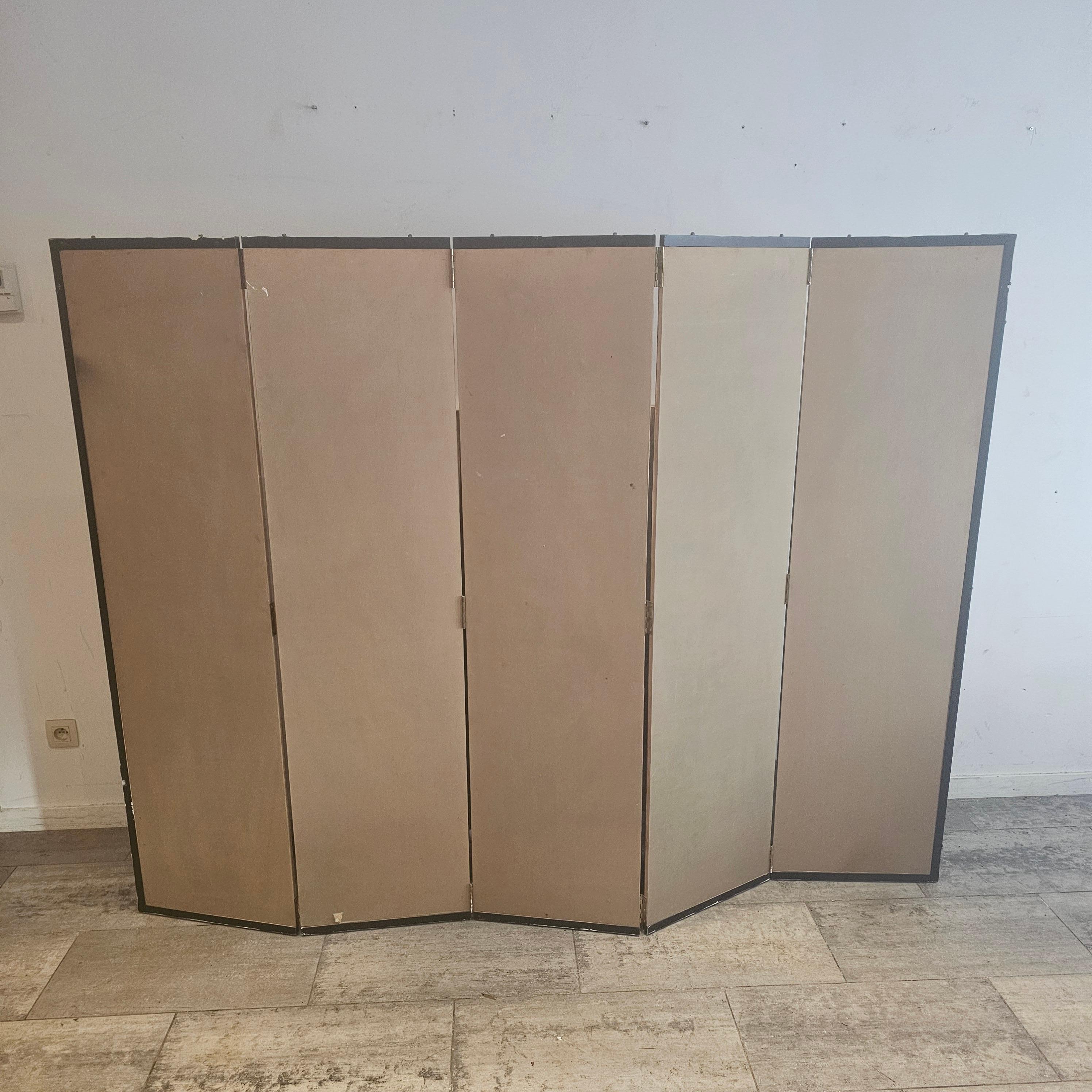 Hand Painted, 5 Panel Folding Screen with Crane Birds, Room Divider 4
