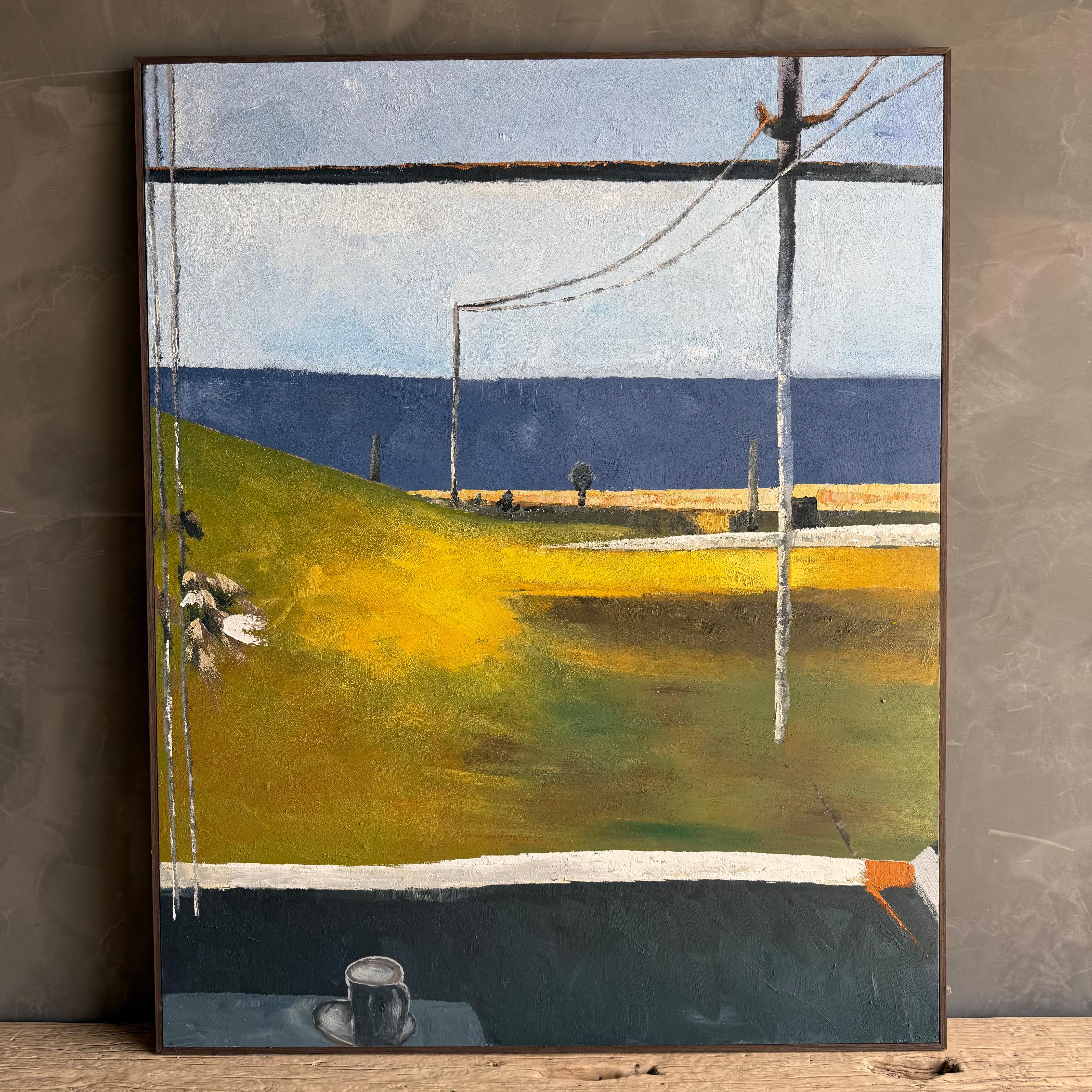 Acrylique peinte à la main sur toile dans un cadre en chêne brun. Prêt à être accroché. Un beau tableau de grande taille pour mettre en valeur votre maison. 
48