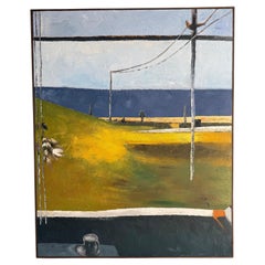 Hand Painted Acrylic on Canvas Ocean View from a Cafe Window