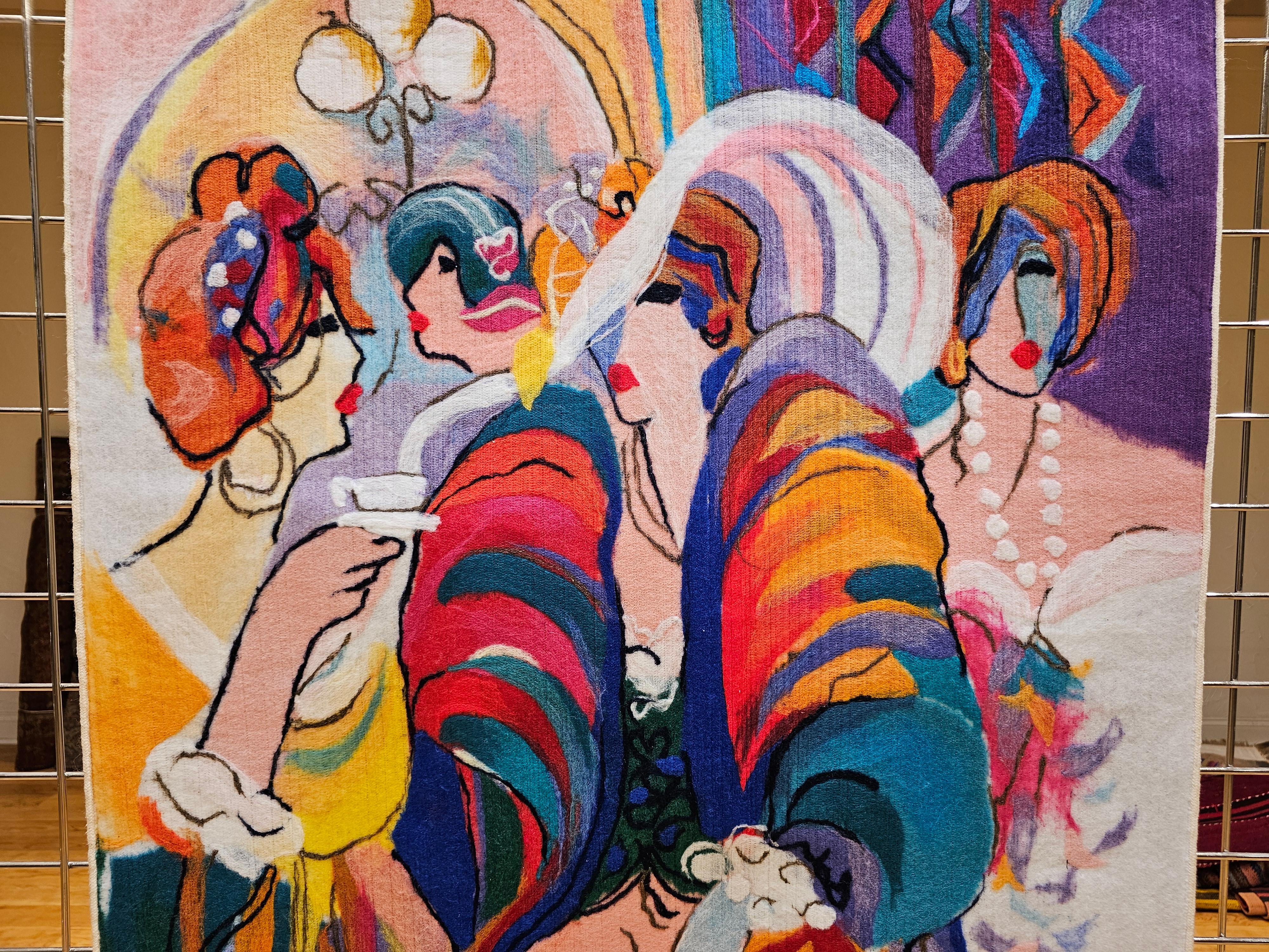 Handbemalte moderne Wandkunst aus Acryl auf Stoff, Moderne Wandkunst, The Reception von Isaac Maimon (Französisch) im Angebot