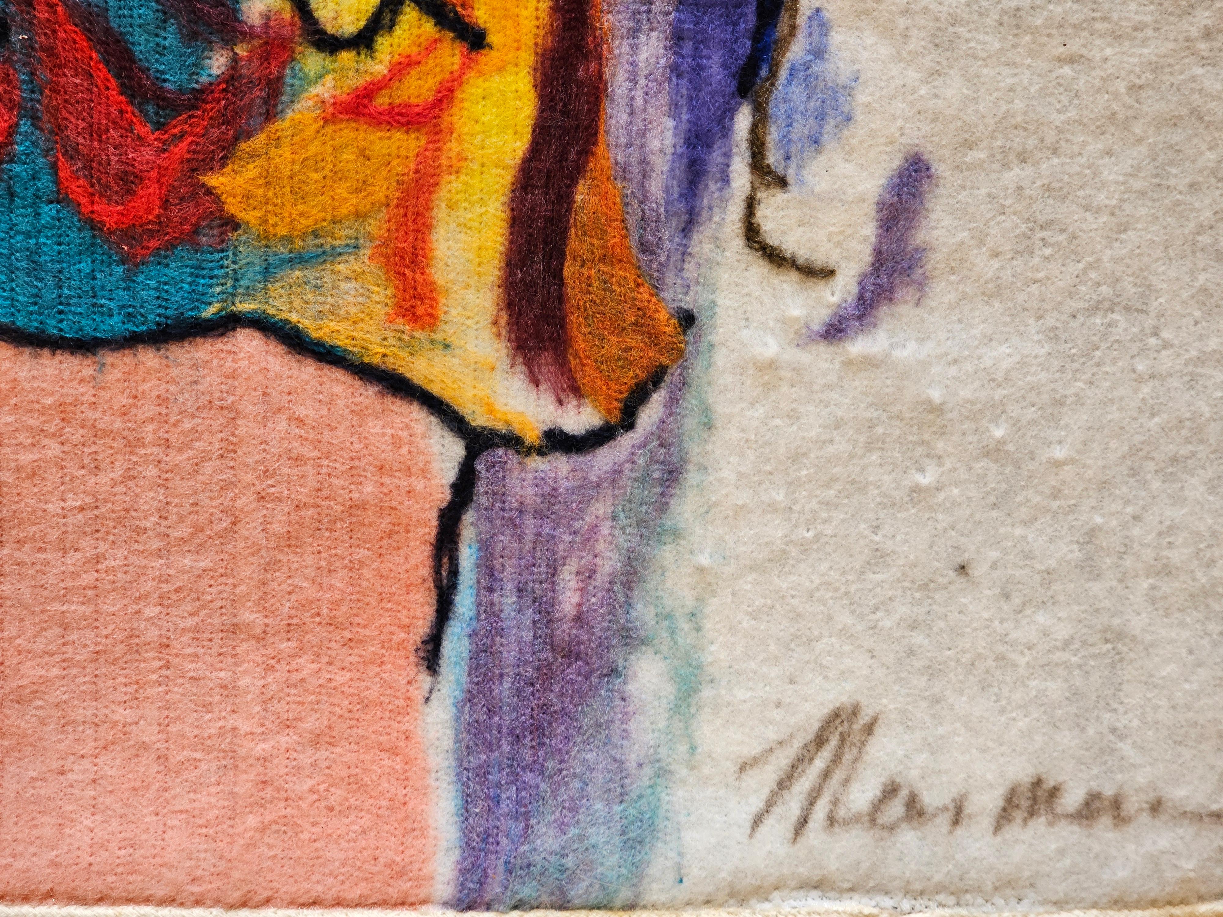 Handbemalte moderne Wandkunst aus Acryl auf Stoff, Moderne Wandkunst, The Reception von Isaac Maimon im Zustand „Gut“ im Angebot in Barrington, IL