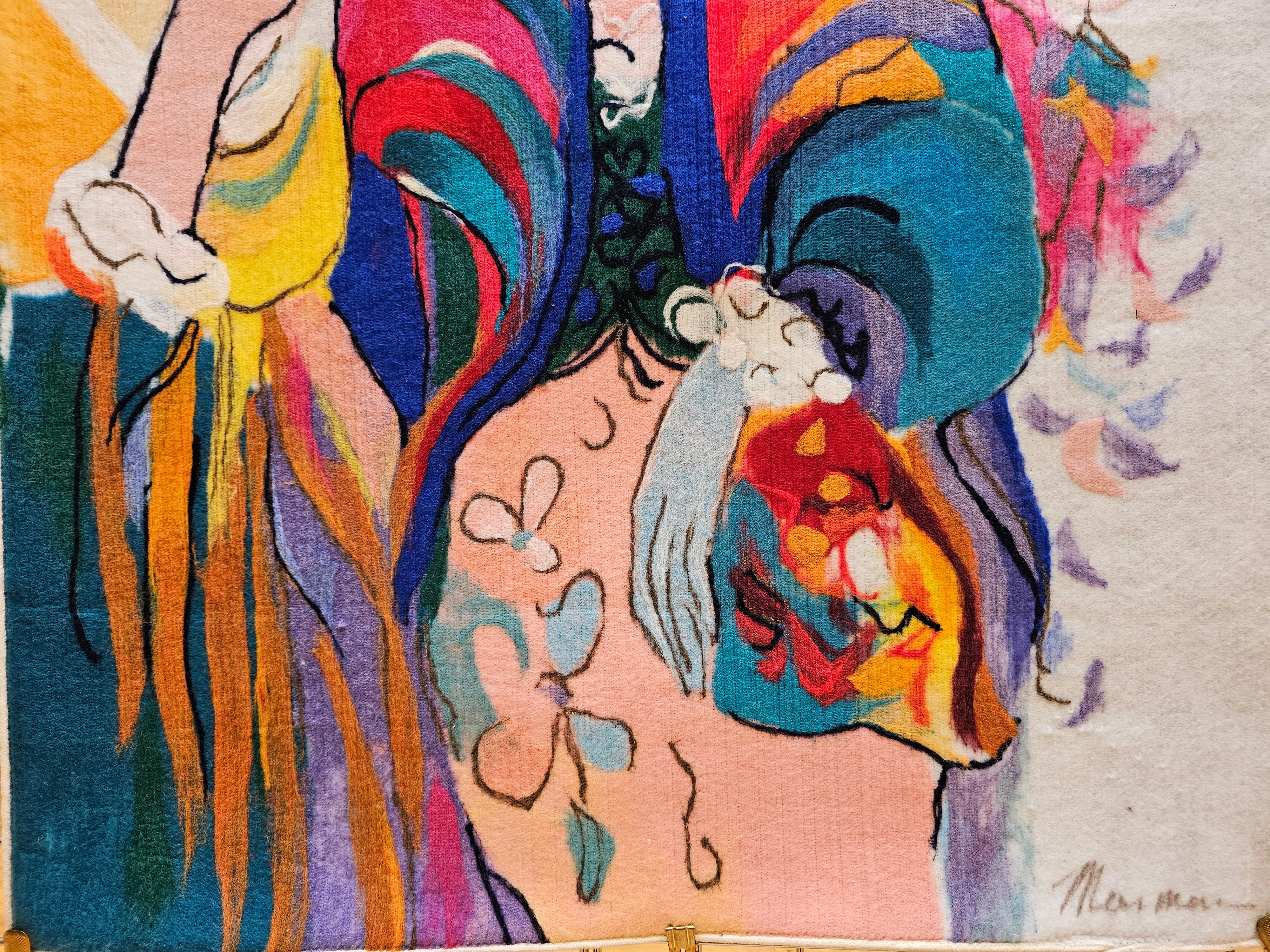 Handbemalte moderne Wandkunst aus Acryl auf Stoff, Moderne Wandkunst, The Reception von Isaac Maimon (20. Jahrhundert) im Angebot