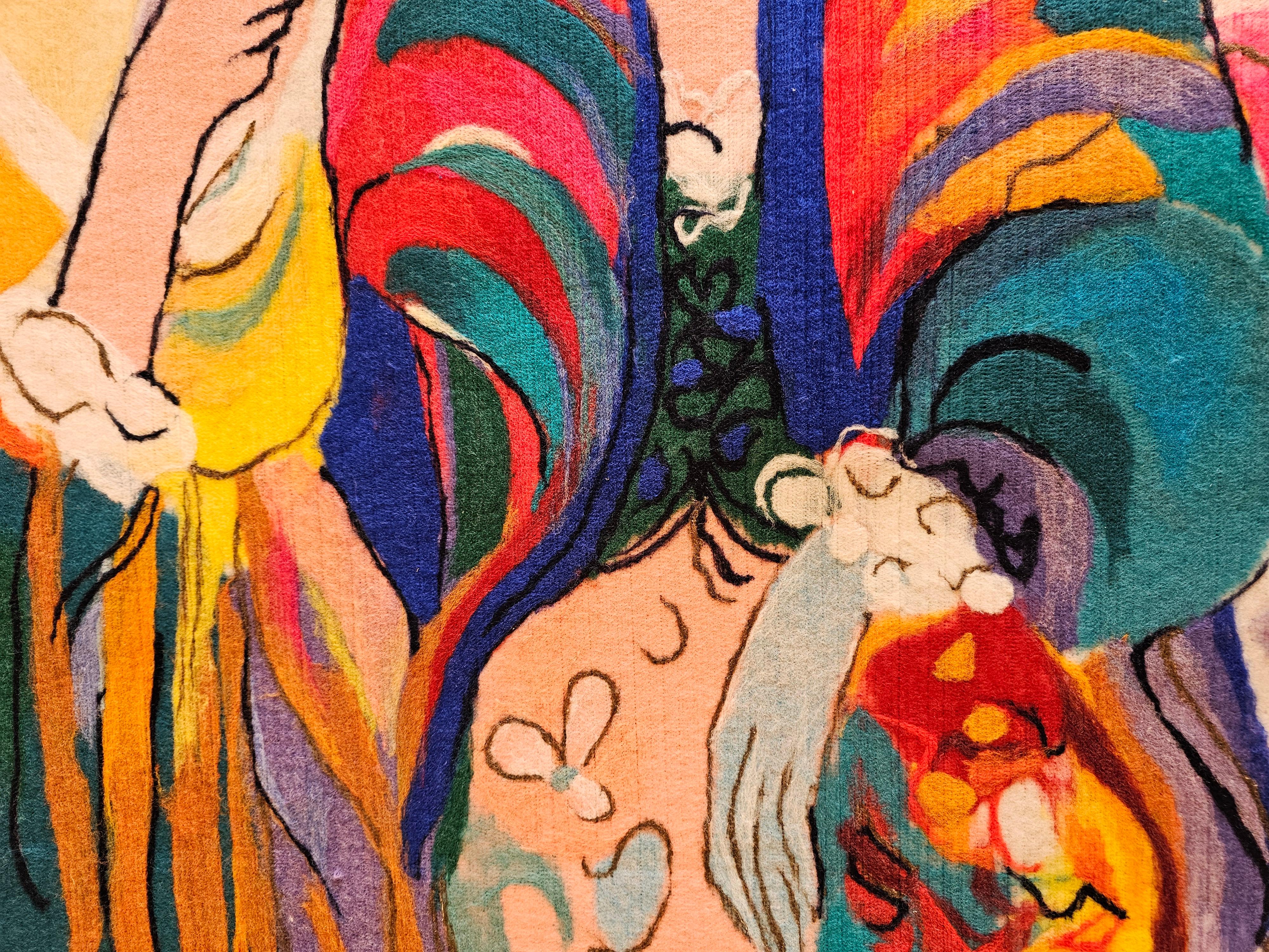 Handbemalte moderne Wandkunst aus Acryl auf Stoff, Moderne Wandkunst, The Reception von Isaac Maimon im Angebot 1