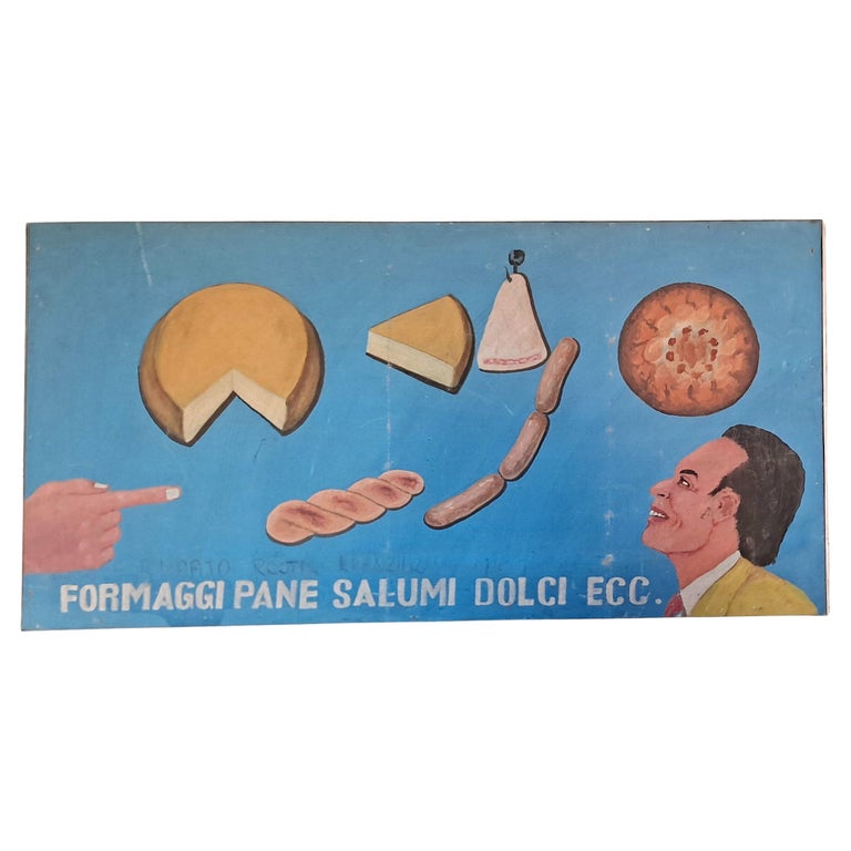 Italian Vintage Hand Painted Market Sign For Sale at 1stDibs