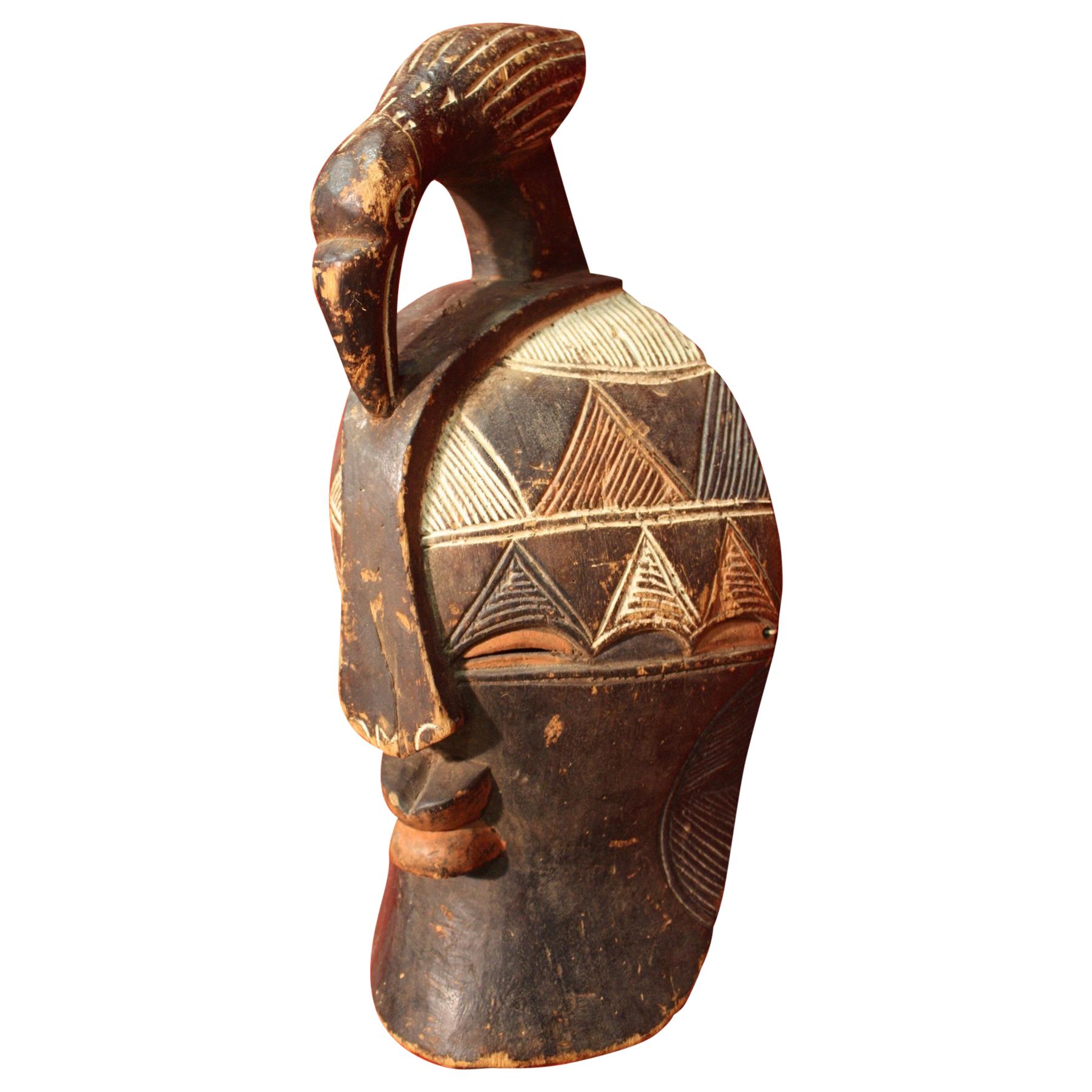 Hand Painted African Wooden Mask, 20th Century For Sale