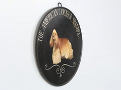 Handbemalter amerikanischer Cocker Spaniel auf Zinn-Wandbehang, aus Leek, England