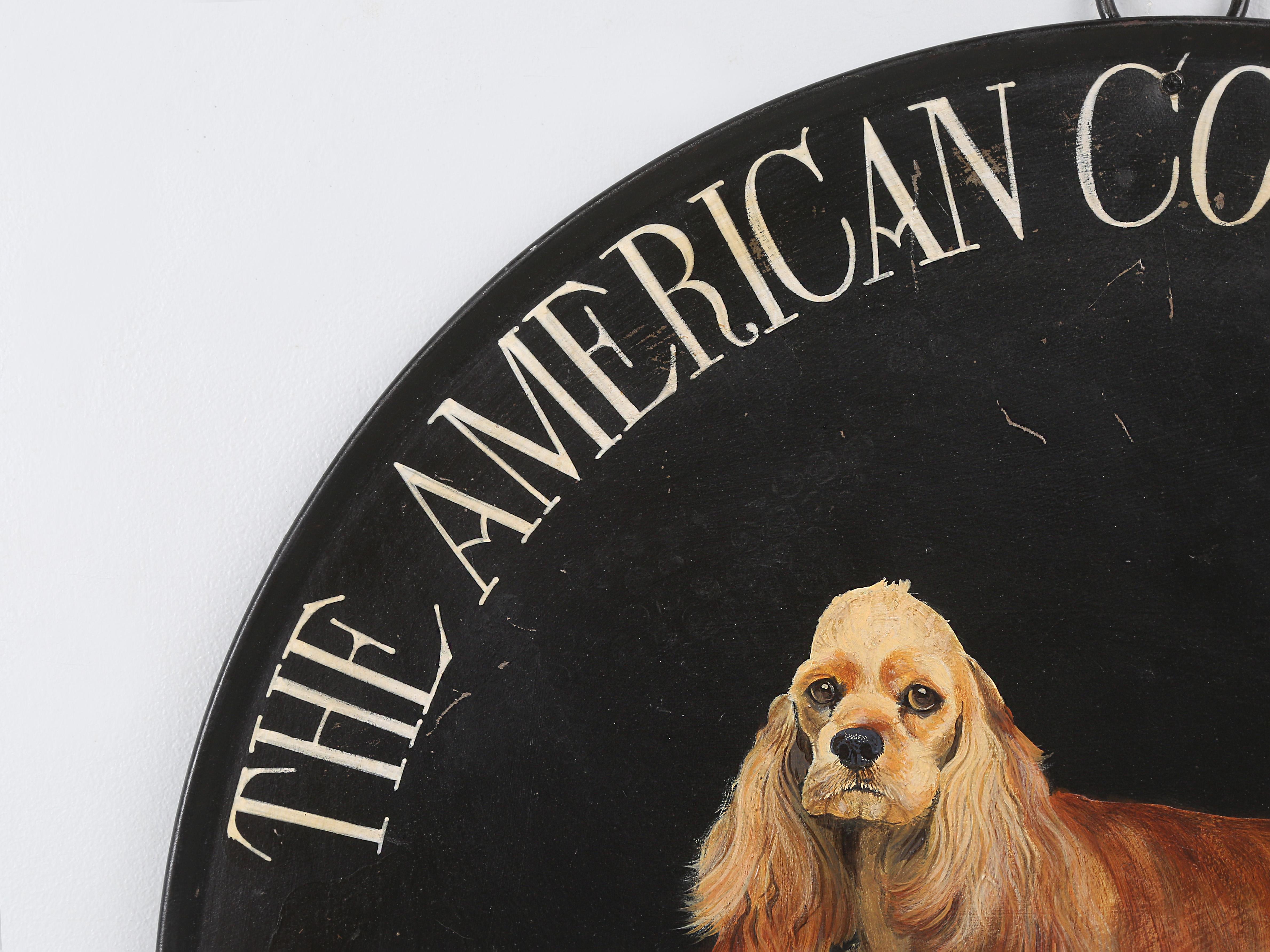 Inglese Cocker Spaniel americano dipinto a mano e appeso a una parete di latta, da LeeK, Inghilterra in vendita