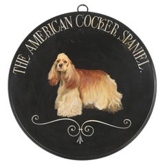 Hand-Painted American Cocker Spaniel on Tin Wall Hanging, from Leek, England