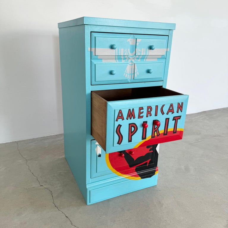 2000s dresser Hand Painted American Spirit Cigarettes Dresser, 2000s USA