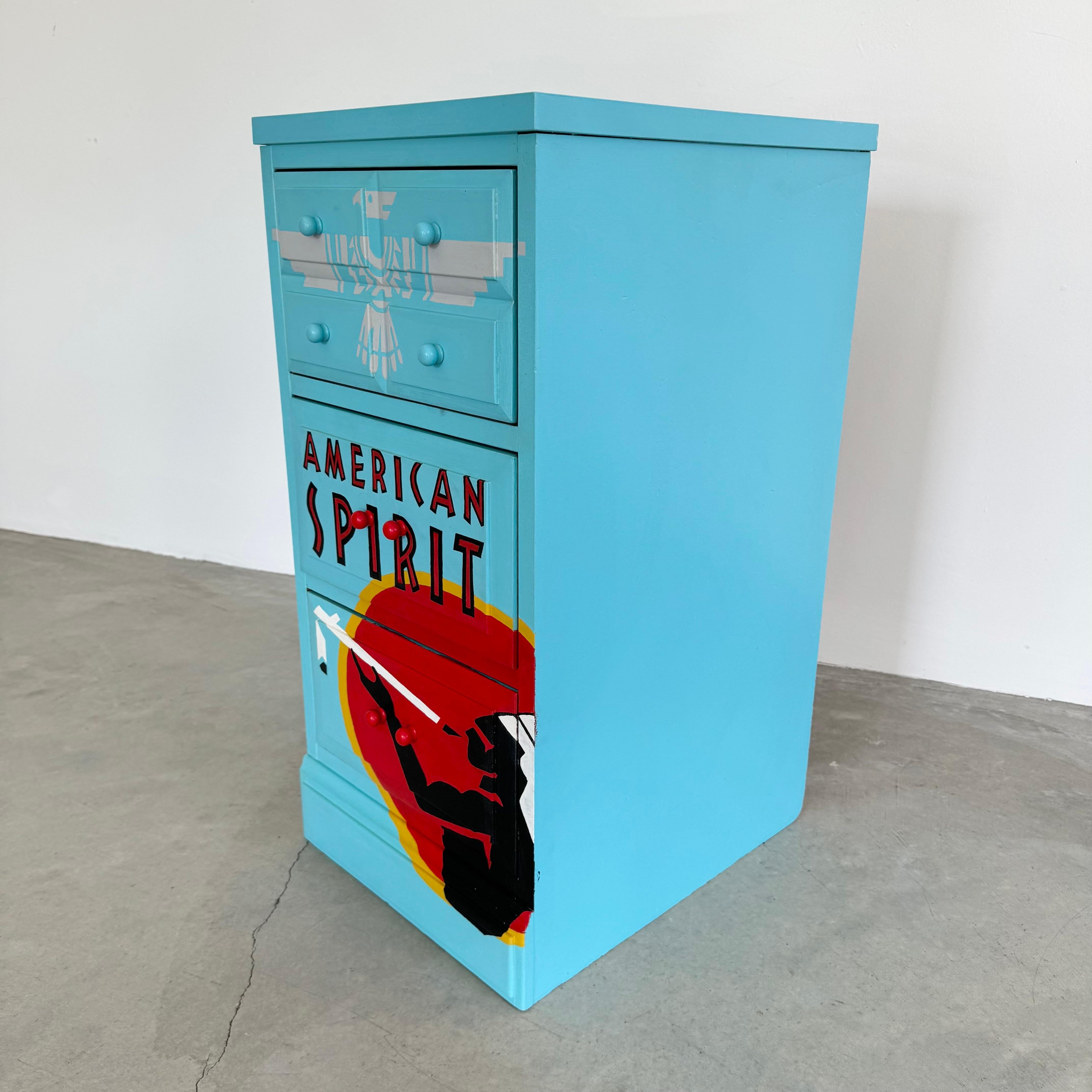 Wood Hand Painted American Spirit Cigarettes Dresser, 2000s USA For Sale