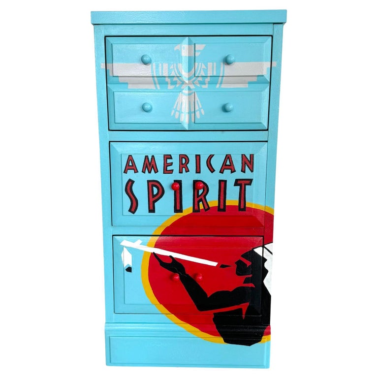 Hand Painted American Spirit Cigarettes Dresser, 2000s USA