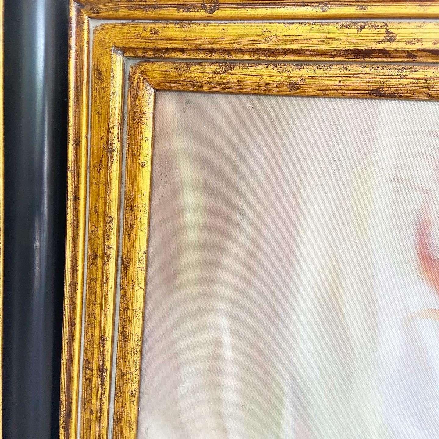 Portrait de femme aux cheveux rouges allongée, peint et encadré à la main en vente 1