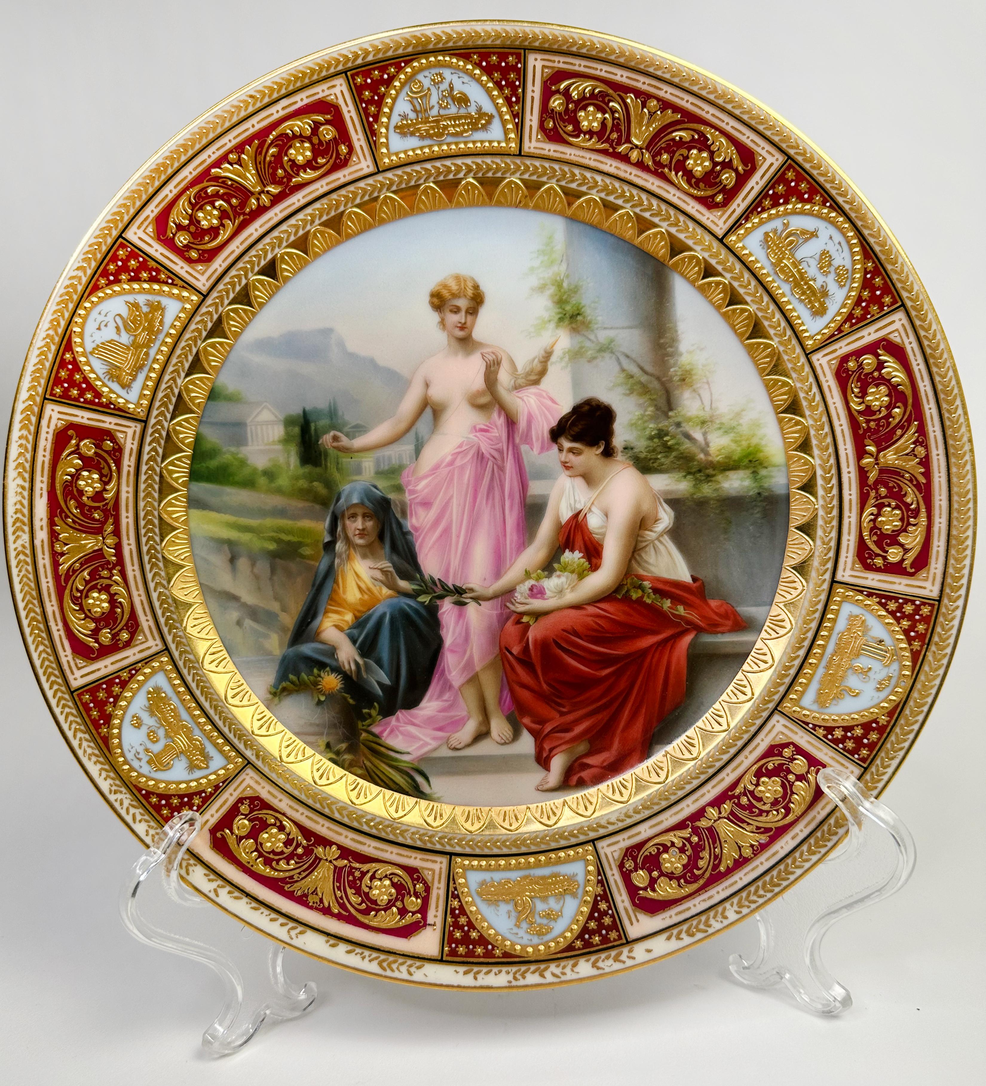 Hand Painted and Gilt Porcelain Cabinet Plate For Sale 5