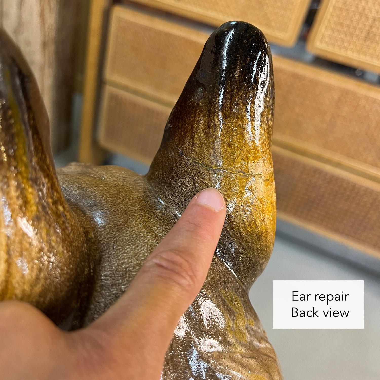 Hand Painted and Glazed Italian Terracotta German Shepherd Sculpture For Sale 7