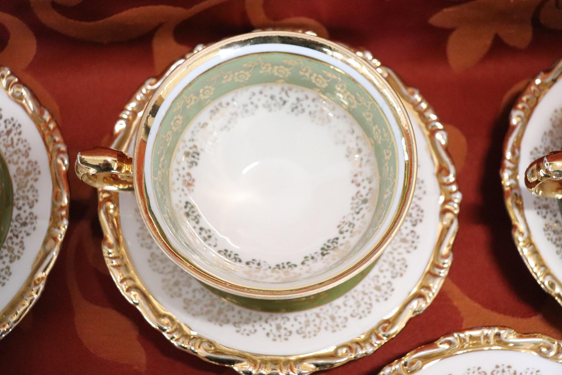 Hand Painted and Gold Porcelain Tea or Coffee Set by J Seltmann 15 Pieces, 1920s 2