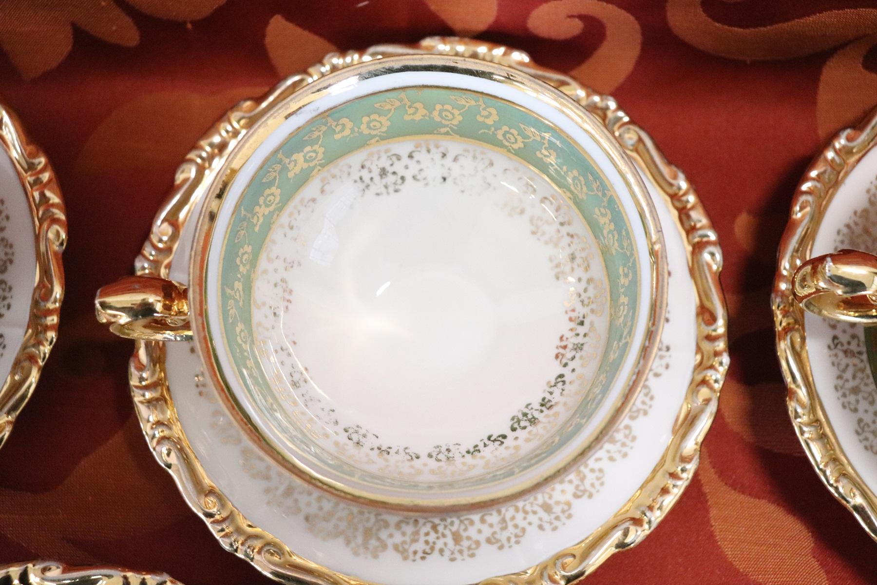 Hand Painted and Gold Porcelain Tea or Coffee Set by J Seltmann 15 Pieces, 1920s 3