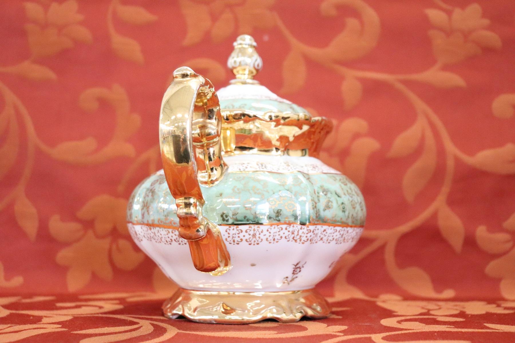 Hand Painted and Gold Porcelain Tea or Coffee Set by J Seltmann 15 Pieces, 1920s 4