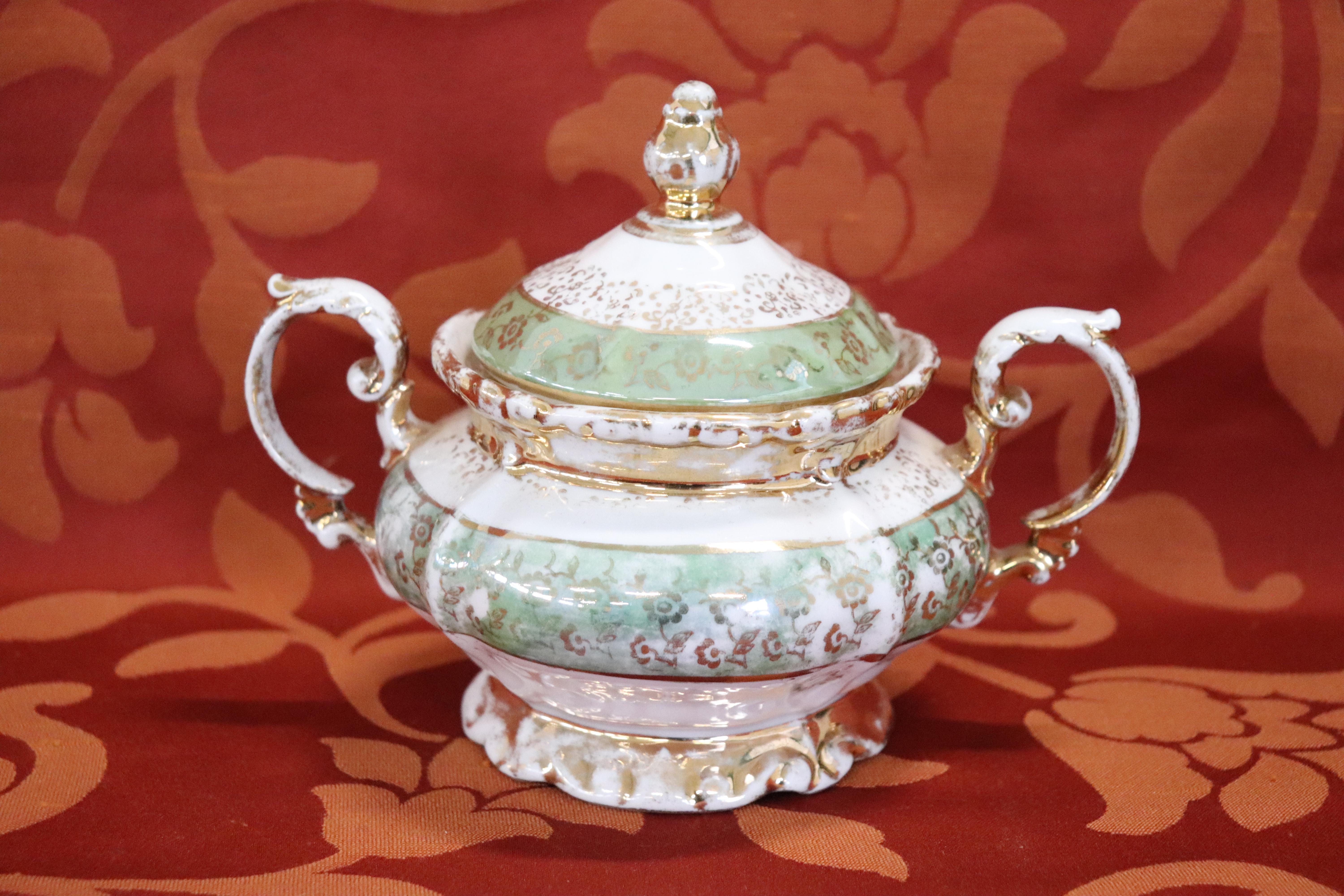 Hand Painted and Gold Porcelain Tea or Coffee Set by J Seltmann 15 Pieces, 1920s 7
