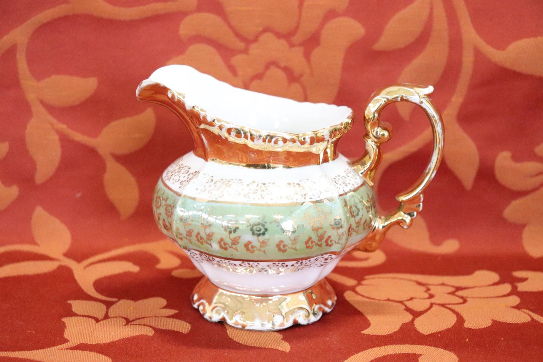 Hand Painted and Gold Porcelain Tea or Coffee Set by J Seltmann 15 Pieces, 1920s 8