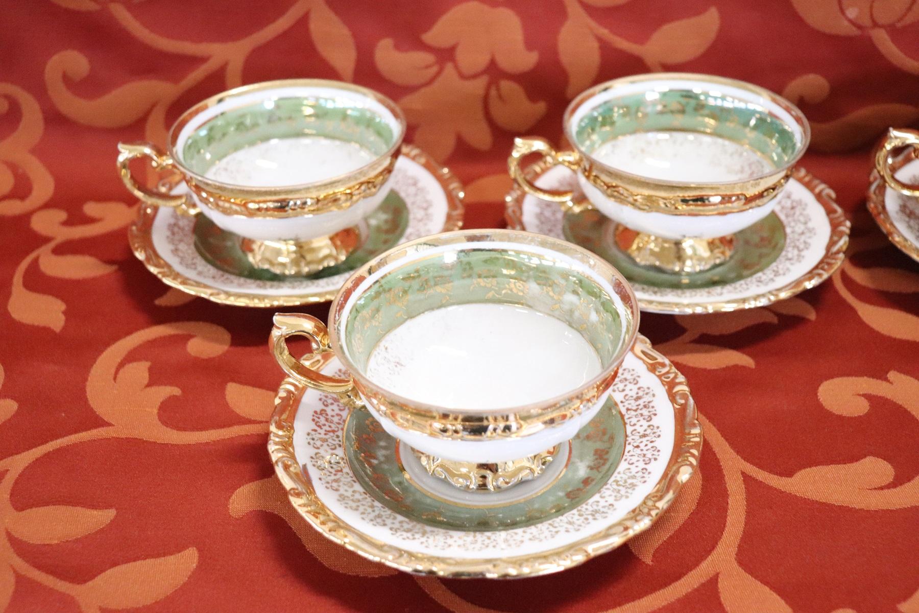 German Hand Painted and Gold Porcelain Tea or Coffee Set by J Seltmann 15 Pieces, 1920s