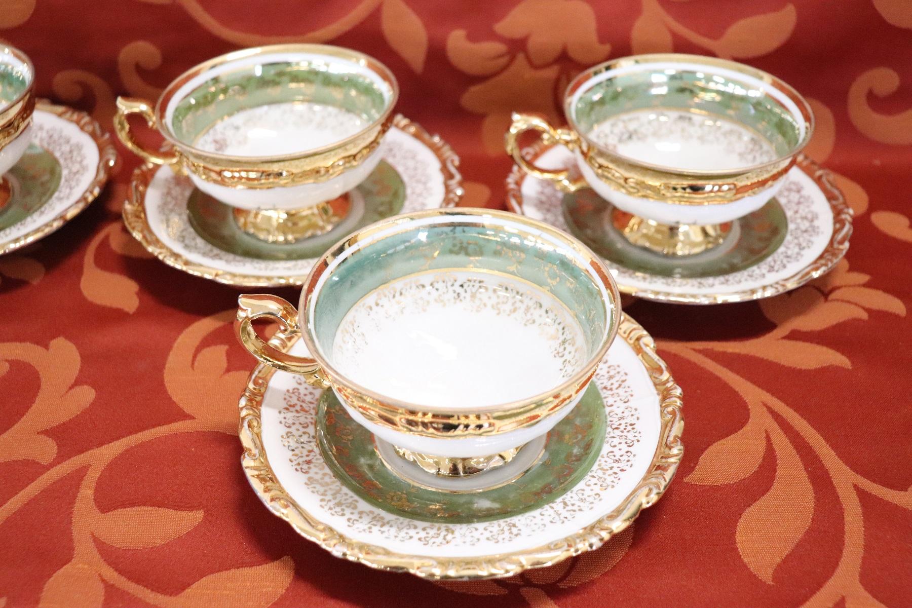 Hand-Painted Hand Painted and Gold Porcelain Tea or Coffee Set by J Seltmann 15 Pieces, 1920s