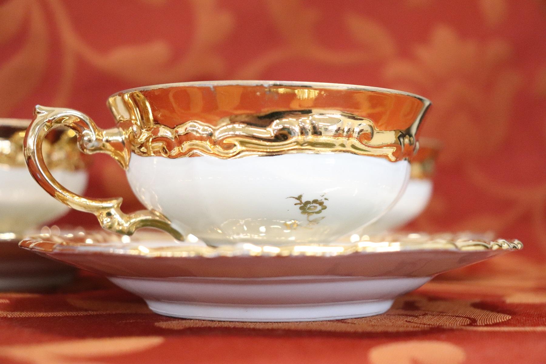 Early 20th Century Hand Painted and Gold Porcelain Tea or Coffee Set by J Seltmann 15 Pieces, 1920s