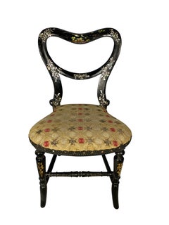 Hand Painted and Mother of Pearl Inlaid Miniature Chair, 19th Century