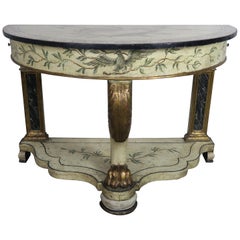 Hand Painted and Parcel Gilt English Console Table