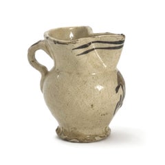 Hand-Painted Antique Ceramic Jug from Puglia, Italy, 1880