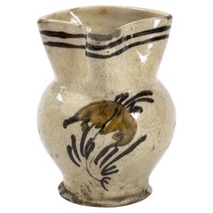 Hand-Painted Antique Ceramic Jug from Puglia, Italy, 1880