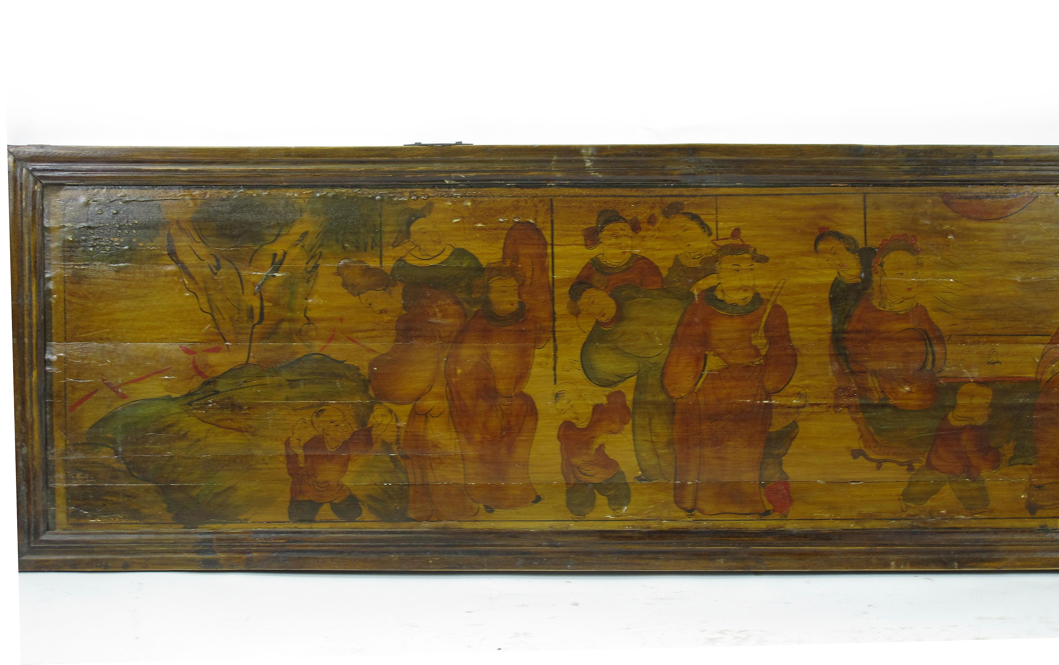 Chinese Export Hand Painted Antique Chinese Wall Hanging Plaque 2 For Sale