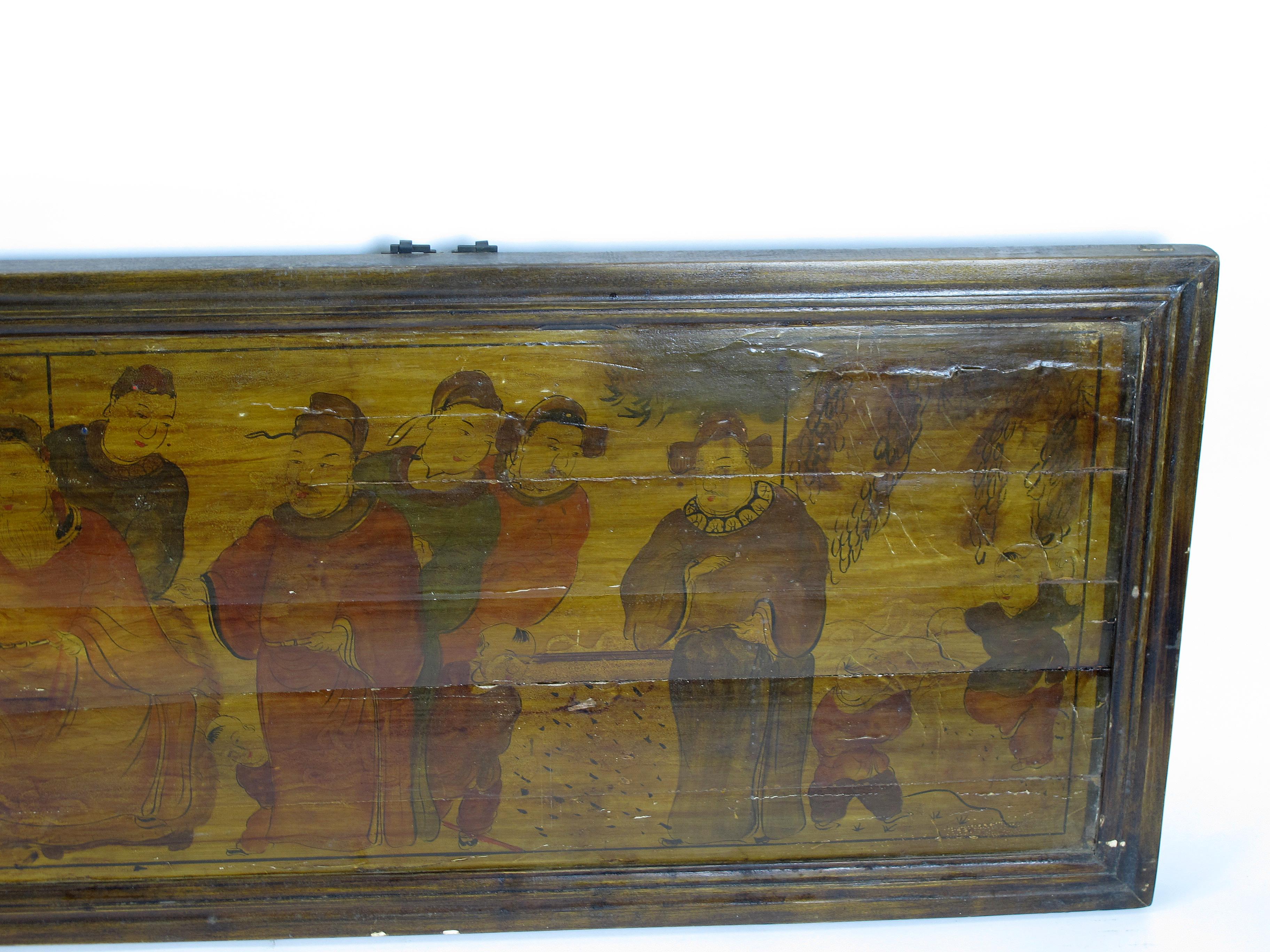 Hand Painted Antique Chinese Wall Hanging Plaque 2 In Good Condition For Sale In Merrimack, NH