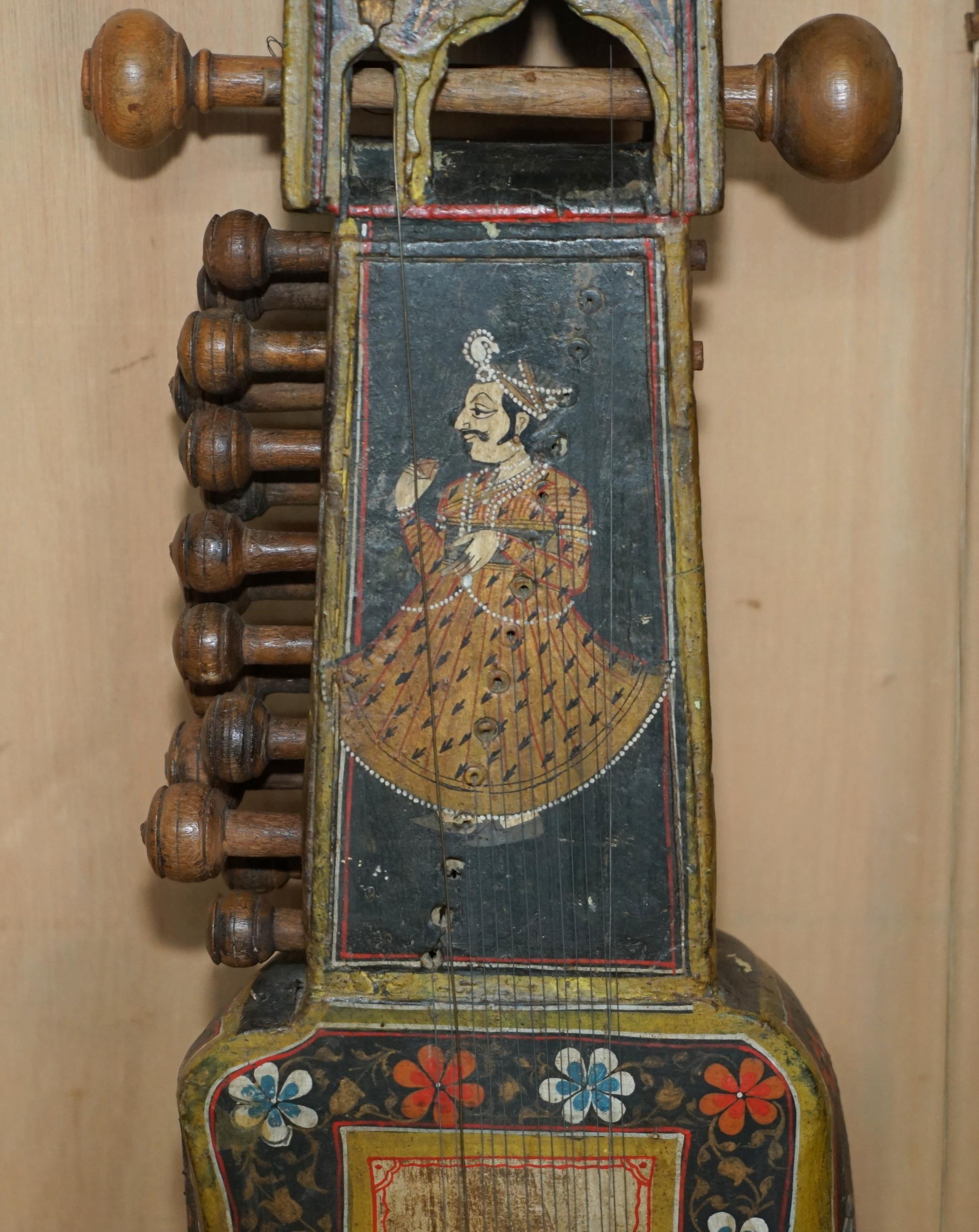 HAND PAiNTED ANTIQUE CIRCA 1860 INDIAN SINDHI SARANGI MUSICAL ...