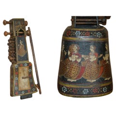 HAND PAiNTED ANTIQUE CIRCA 1860 INDIAN SINDHI SARANGI MUSICAL INSTRUMENT