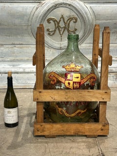Hand Painted Antique Demi John Bottle from Normandy, France, ‘Pinot Noir’