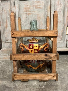 Hand Painted Antique Demi John Bottle from Normandy, France, ‘Pinot Noir’