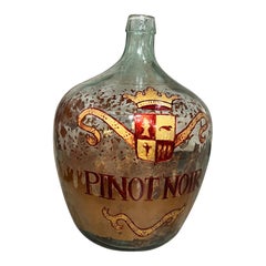 Hand Painted Antique Demi John Bottle from Normandy, France, ‘Pinot Noir’