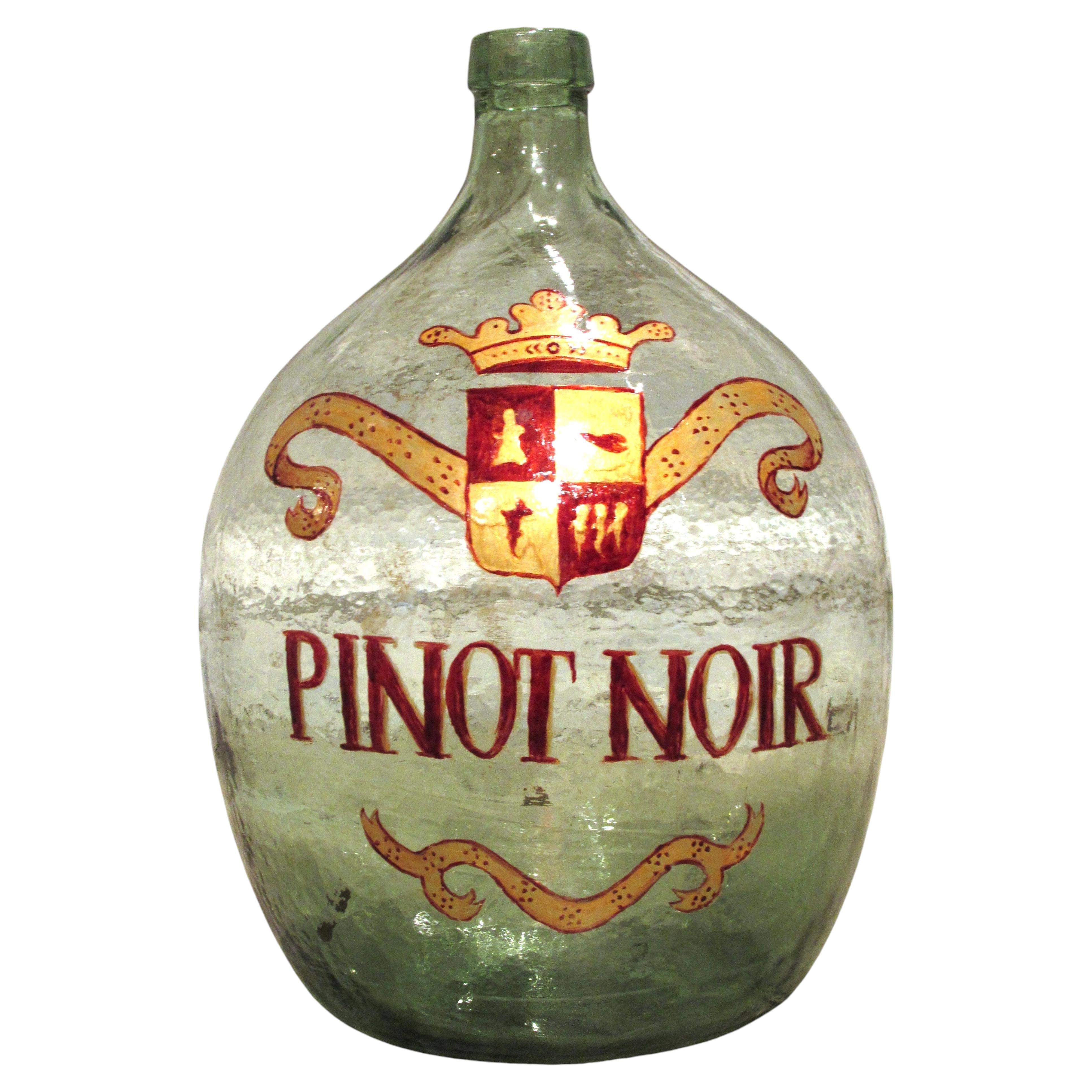 Hand Painted Antique Demi John Bottle from Normandy, France, ‘Pinot Noir’