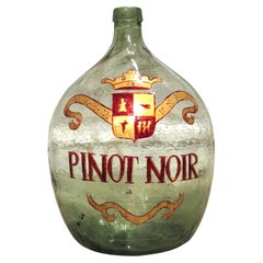 Bottiglia Demi Johns antica, dipinta a mano, proveniente dalla Normandia, Francia, "Pinot Noir".